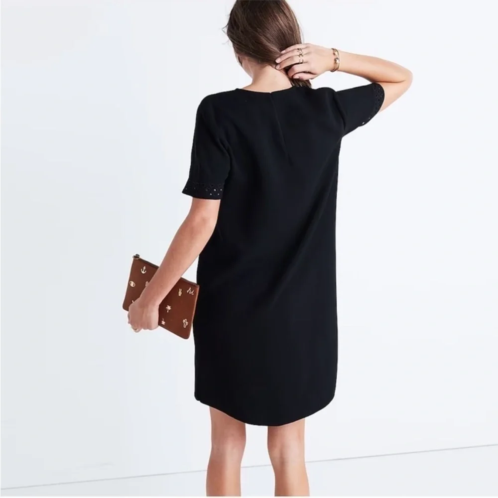 Madewell Ballad Tunic Dress Black Short Sleeve Mini Dress Size 6 - Picture 2 of 7
